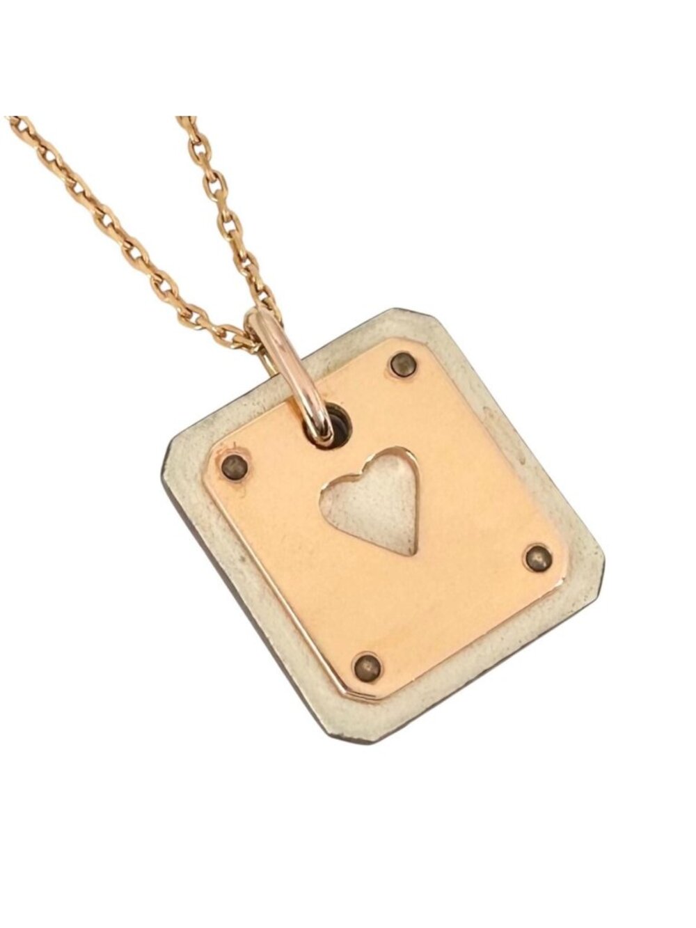 Hermes As de Coeur Ace of Heart Necklace Calf Gold